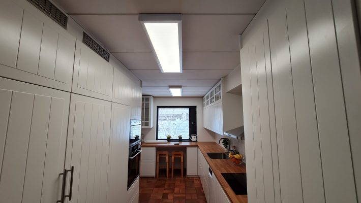 Led lights installed on the kitchen ceiling