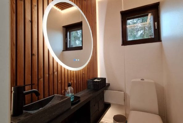 Soft atmosphere in the toilet with indirect LED strip lighting