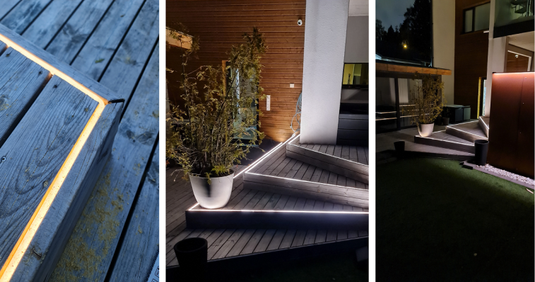 Led ribbon for terrace, NEON ribbon installation