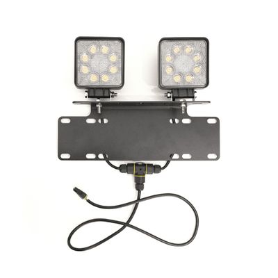 48W LED work light setup with installation plate, 2 x square 24W 6000K LED lights with 60° flood beam each 48W LED work light setup with installation plate, 2 x square 24W 6000K LED lights with 60° flood beam each